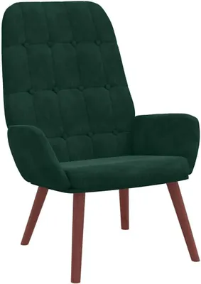 Produktbild von Dunkelgrüner Relaxsessel aus Samt mit Holzbeinen und Metallgestell, gepolsterter Loungesessel für Wohnzimmer, Schlafzimmer und Büro, 70 x 77 x 94 cm