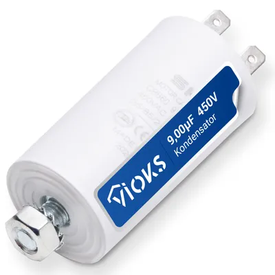 Produktbild von Motor Kondensator 9µF 450V Ersatz für Kondensator CBB60 - Kondensator Anlaufkondensator 9µF mit 6,3 mm AMP-Doppelsteckfahnen für Motor