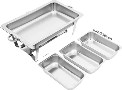 Immagine prodotto di Scaldavivande, 3 vaschette in acciaio inox, ideale per il catering, argento