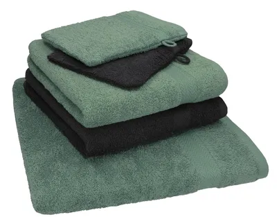 Produktbild von Betz 5 tlg. Handtuch Set SINGLE Pack Farbe - tannengrün - graphit grau 1 Duschtuch 2 Handtücher 2 Waschhandschuhe 250802