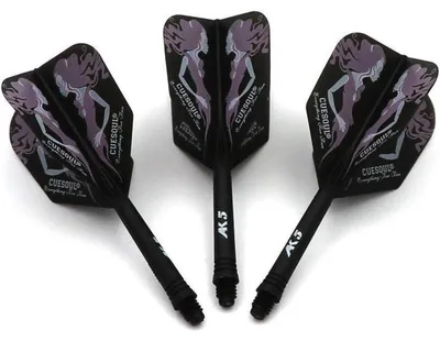Productafbeelding van Geïntegreerde dartpijlen en flights, set van 3, zwart, drakenmotief, 74mm