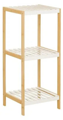 Produktbild von Beistellregal aus Bambus mit 3 Böden - Standregal, 34 x 80 x 33 cm