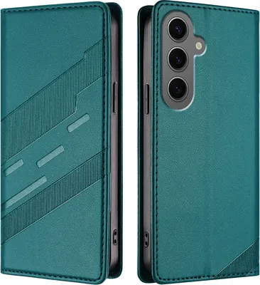 Produktbild von Hülle für Samsung Galaxy S25+, Kunstleder Brieftaschen Handyhülle mit Kartenfach und Standfunktion Grün