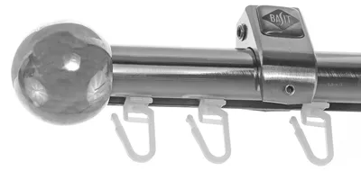 Produktbild von Innenlauf Edelstahl Look Gardinenstange 20mm Deckenträger 1-läufig Kugel, Länge wählbar D50 E33 I