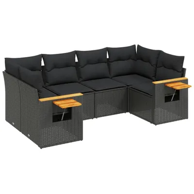Produktbild von vidaXL 6-tlg. Garten-Sofagarnitur mit Kissen Schwarz Poly Rattan