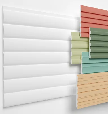 Produktbild von HEXIMO Lamellenwand (0.46 m²) aus XPS - Lamellen Wandpaneele Lamellenverkleidung Akustikpaneele weiß (1 Paneel, HLM-4-01 weiß) zum streichen Wohnzimmer Styropor