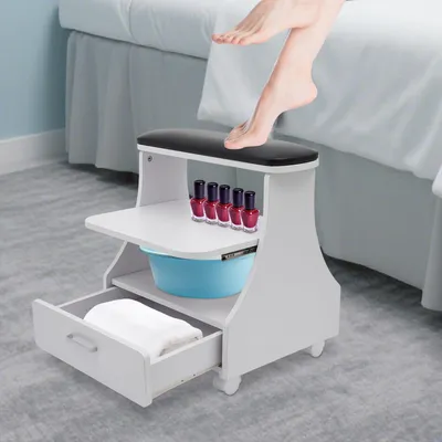 Obrázok produktu pre Stôl na manikúru – Stôl na pedikúru – Pracovný stôl pre kaderníctvo – Pracovný stôl – 3 odkladacie plochy