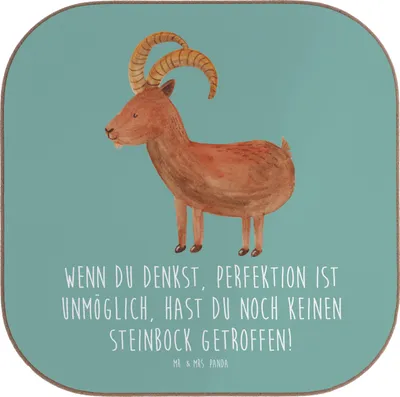 Produktbild von Mr. & Mrs. Panda Untersetzer für Gläser Steinbock Perfektion - Meeresbrise - Geschenk, Tierkreiszeichen, Horoskop, Tischuntersetzer, Perfektionismus, Ehrgeiz, Coaster