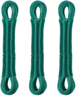 Image de Corde à linge sans fil - 20 m - lot de 3 - vert - gaine en PVC