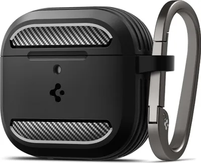 Produktbild von Spigen Rugged Armor Hülle für AirPods 4 - Schwarz