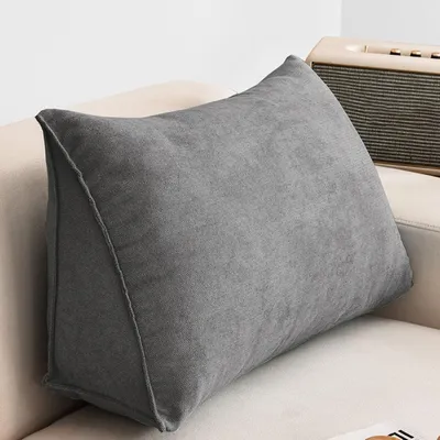 Produktbild von Sofa Rückenstützkissen, Dreieck Lendenkissen, abnehmbarer Bezug, für Wohnzimmer, Fensterbank, komfortables Lendenkissen - Dunkelgrau, 70*35*20 cm