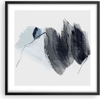 Produktbild von Gerahmtes Poster - Schwarzer Rahmen - Blau Grau Aquarell - 50x50 cm - Wand Bild - Wanddeko - Wandbilder - Kunstposter - Wandposter - Bilderrahmen - Bilder - Kunstdruck - P2BAC50x50-4975