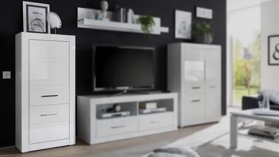 Produktbild von Stauraumelement 40 Bianco weiß MDF HG 65/142/352 Türen