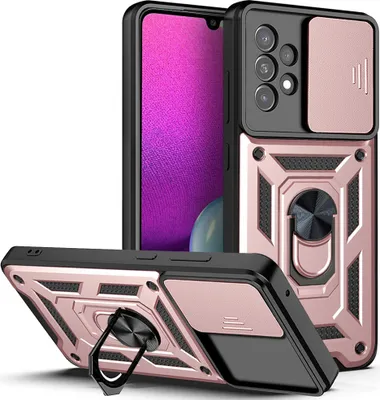 Produktbild von Galaxy A33 5G Hülle mit 360° Drehbarer Magnetische Ring Ständer Halter Dia Kameraschutz TPU Bumper Silikon Schutzhülle für Samsung Galaxy A33 5G Rosa