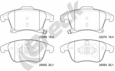 Produktbild von BRECK Bremsbeläge Satz Vorne Bremsklötze für FORD Mondeo V Kombi (CF) 22269 00 701 00