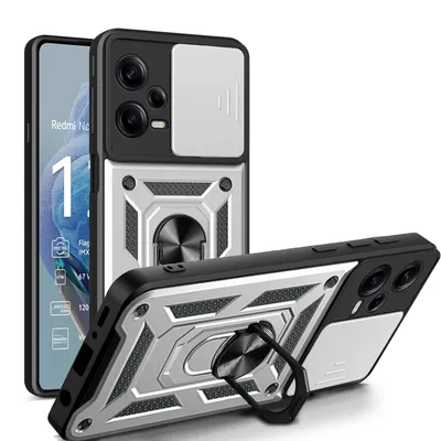 Produktbild von Outdoor Hülle Xiaomi Redmi Note 12 Pro+ Handyhülle mit Kameraschutz Ringhalter Silber