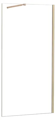 Produktbild von Duschspa Walk-In Dusche 100x200cm Gold gebürstet Duschwand 8mm NANO ESG-Glas mit 73-120cm verstellbarem Stabilisator F084GT Duschabtrennung