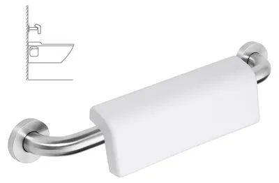 Obrázek produktu pro Madlo invalidní Bemeta Help s krytkou 500 mm se zádovou opěrkou nerez brus