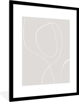 Produktbild von MuchoWow® Gerahmtes Poster Linienkunst - Abstrakt - Pastell 60x80 cm - Poster mit Schwarzem Bilderrahmen Wandposter Rahmen Foto Bilder - Wohnzimmer - Dekorationen - Prämie