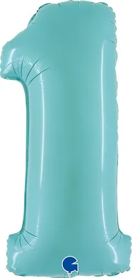 Produktbild von Riesenzahl Folienballon 40"/102cm | Pastel Blue Zahl: 1