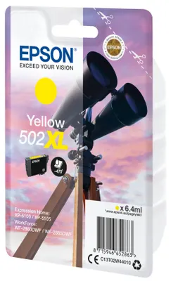 Obrázok produktu pre Epson Singlepack Yellow 502XL Ink, High (L) Yield, Žltá, Atrament na pigmentovej báze, 6,4 ml, 1 kusov, Balenie po jednom kuse