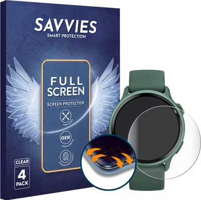 Produktbild von 4x Savvies Fullscreen Schutzfolie für Garmin vivoactive 6 Displayschutz Folie Fullcover Klar Transparent