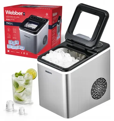 Image de WEBBER RUKA IM-002 Machine à glaçons en acier inoxydable, 13 kg, 165 W, 2 tailles de glaçons, 1,5 l