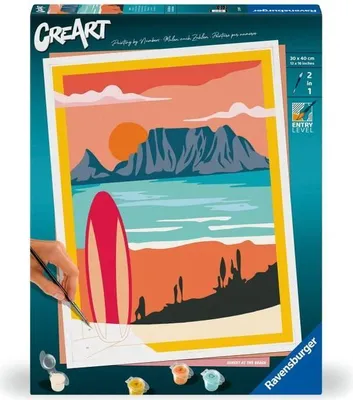 Obrázek produktu pro Malování podle čísel CreArt, 30x40 cm, Západ slunce na pláži