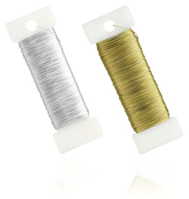Basteldraht 2 Rollen, 0,35 mm x 50 m, Gold & Silber, verzinkt