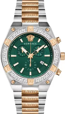 Produktbild von Versace VESO01324 V-Sporty Greca Chronograph grün silber roségold Herren Uhr NEU
