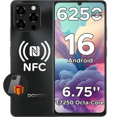 Produktbild von DOOGEE Note58 Pro Smartphone Handy, Android 16, 6,75" 90Hz, 6250mAh Akku, 32GB RAM+256GB ROM, 4G, 16MP, NFC, Fingerabdruck, ohne Vertrag
