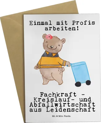 Produktbild von Mr. & Mrs. Panda Beileidskarte Fachkraft - Kreislauf- und Abfallwirtschaft Leidenschaft - Weiß - Geschenk, Spruch, Lustig, Müllfahrer, Müllmann, Grußkarten, osterkarte