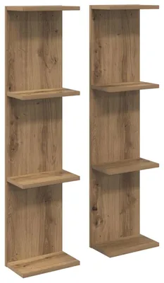 Image de vidaXL Étagères murales, 2 pièces, chêne artisanal, 25 x 15 x 100 cm, matériau de bois