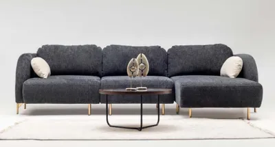 Produktbild von Ecksofa L form Polstersofa Stoffsofa Couch Grau Sofa Liege Stoff