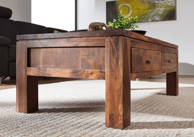 Produktbild von MASSIVMOEBEL24 Couchtisch Akazie 110x60x40 hellbraun lackiert SHAMAN #70