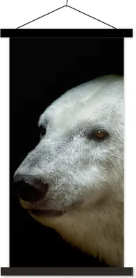 Produktbild von MuchoWow® Textilposter Nahaufnahme Eisbär 60x120 cm mit schwarzem Rahmen - Magnete