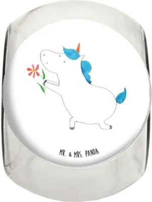 Produktbild von Mr. & Mrs. Panda Bonboniere Einhorn Blume L 870ml - Weiß - Geschenk, Liebe, Teedose, Vorratsbehälter, Vorratsdose, Unicorn, Partner, Vorratsglas, Kaffeedose, gewürzglas