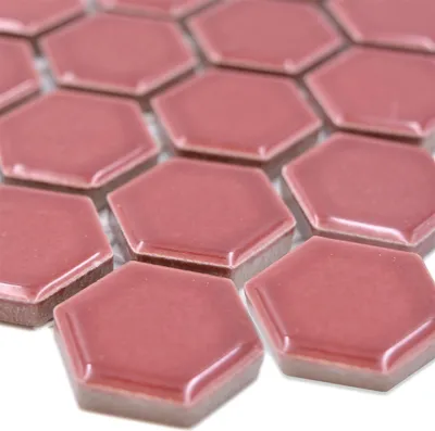 Produktbild von Keramikmosaik Salomon Hexagon Bordeaux Rot H23