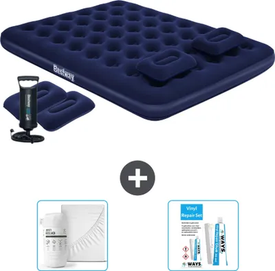 Produktbild von Bestway Luftmatratze - 2-Personen - 152 x 203 x 22 cm - Blau - Inklusive Handpumpe - Kissen - Zubehör