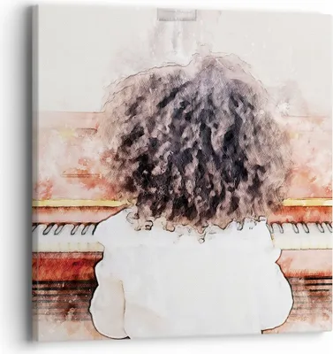 Produktbild von Bild auf Leinwand - Leinwandbild - Einteilig - Kind Klavier Aquarell - 40x40cm - Wand Bild - Wanddeko - Wandbilder - Leinwanddruck - Bilder - Wanddekoration - Leinwand bilder - Wandbild - AC40x40-4702