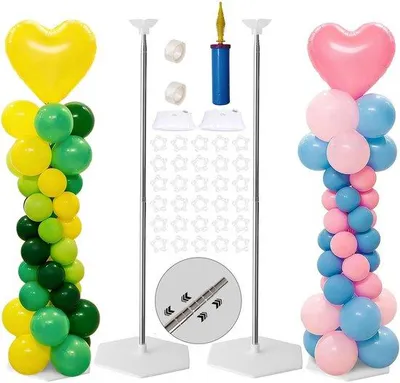 Produktbild von 2-teiliges Ballonständer Set, 2m, verstellbarer Ballonständer, Teleskop-Design, Ballonpumpe, Geburtstag, Hochzeit, Babydusche