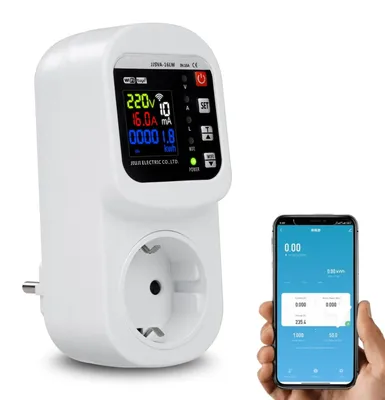 WLAN-Steckdose mit Energiemessung, LCD, 16 A, 230 V, Tuya-App