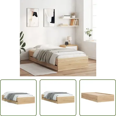 Image de The Living Store Cadre de lit avec tiroirs Chêne Sonoma 75x190 cm Bois composite