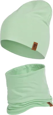 Immagine prodotto di Set bambini berretto e sciarpa a tubo HEYO cotone morbido verde chiaro taglia 48-56