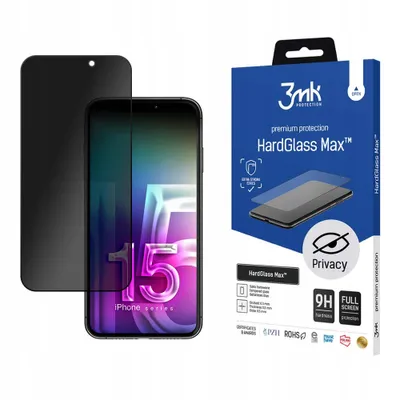 Produktbild von 3mk Display Gehärtetes Glas HardGlass Max Privacy für iPhone 15 Pro  0,3mm 9H