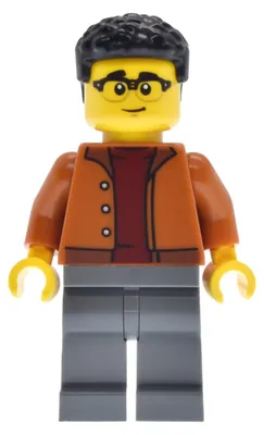 Obrázok produktu pre LEGO Minifigúrka: Vodič superšportu EV – muž, tmorožová bunda, tmavá (cty1945)