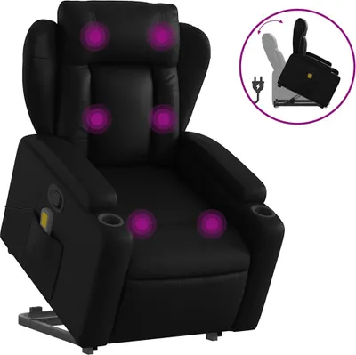 Produktbild von vidaXL Massagesessel mit Aufstehhilfe Schwarz Kunstleder