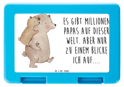 Produktbild von Mr. & Mrs. Panda Bentobox Papa Bär - Weiß - Geschenk, Vater, Muttertag, Geburtstag, Lunchbox, Snackbox, Frischhaltedose, Vatertag, Vorratsbehälter, Bento Box
