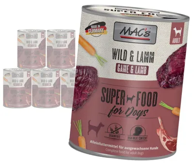 Produktbild von MAC's Dog 6x800g Getreidefreie Feuchtnahrung für Hunde mit Wild und Lammfleisch