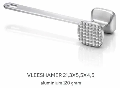 Productafbeelding van Vleeshamer Aluminium – Dubbelzijdig – Platte & Stekelige Zijde – 21,3 cm – Lichtgewicht 120 g – Keuken Vlees Tenderizer